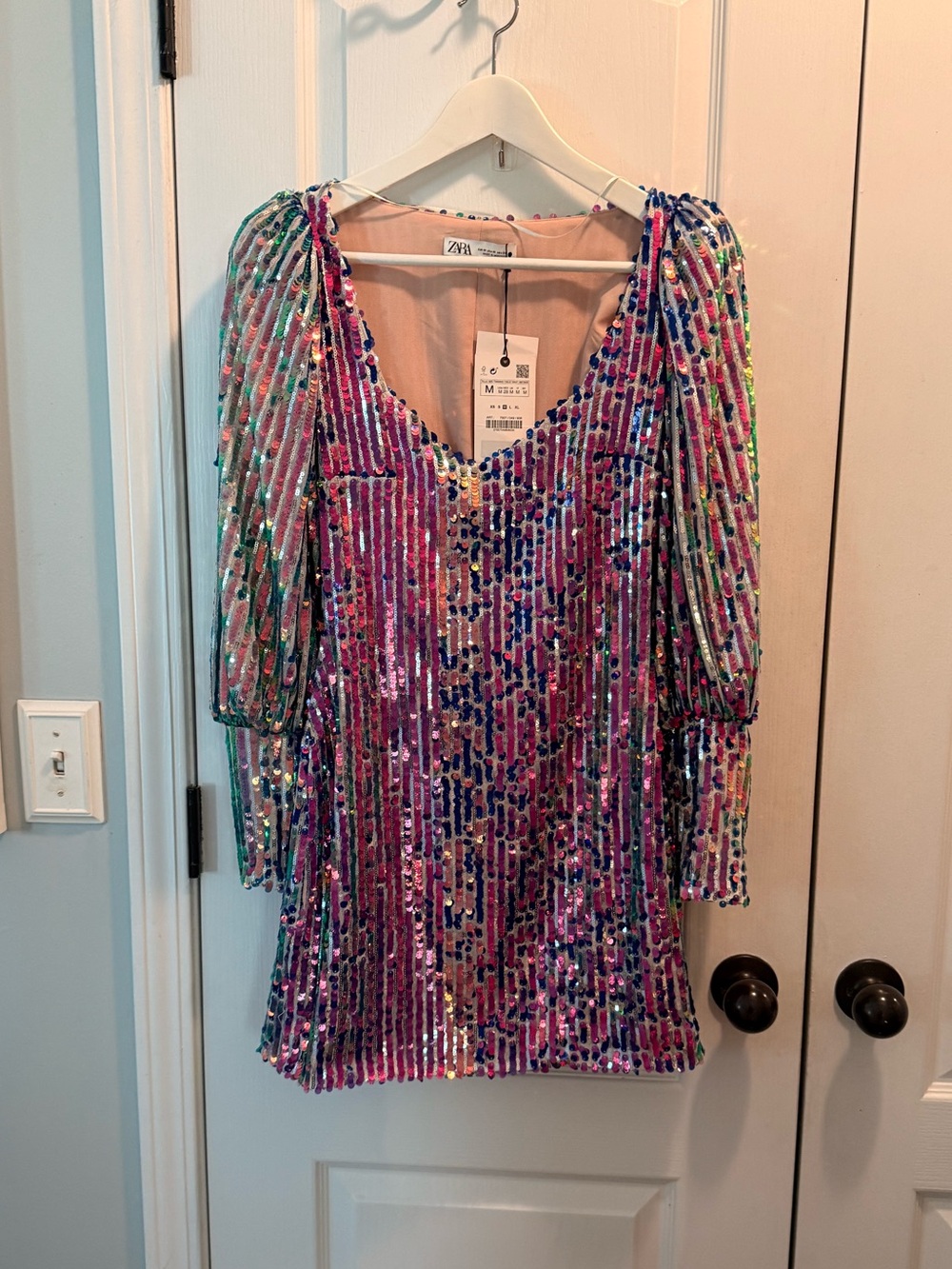 Zara Limited Edition Multicolor Sequins Mini Dress Sz M